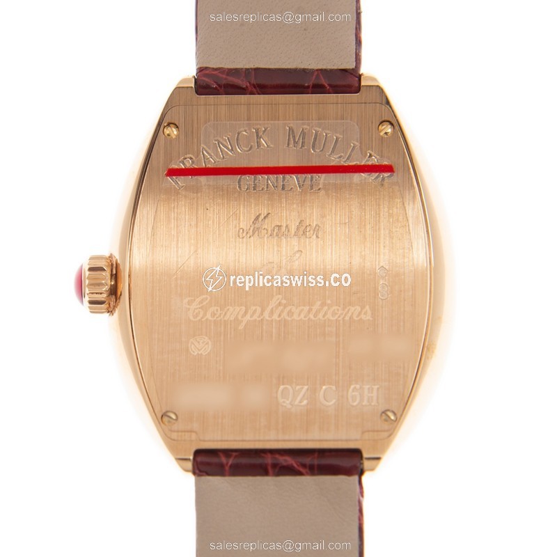 Franck Muller 5002 M QZ C 6H (5N)-RED STRAP HEART Quartz 18kt Rose Gold