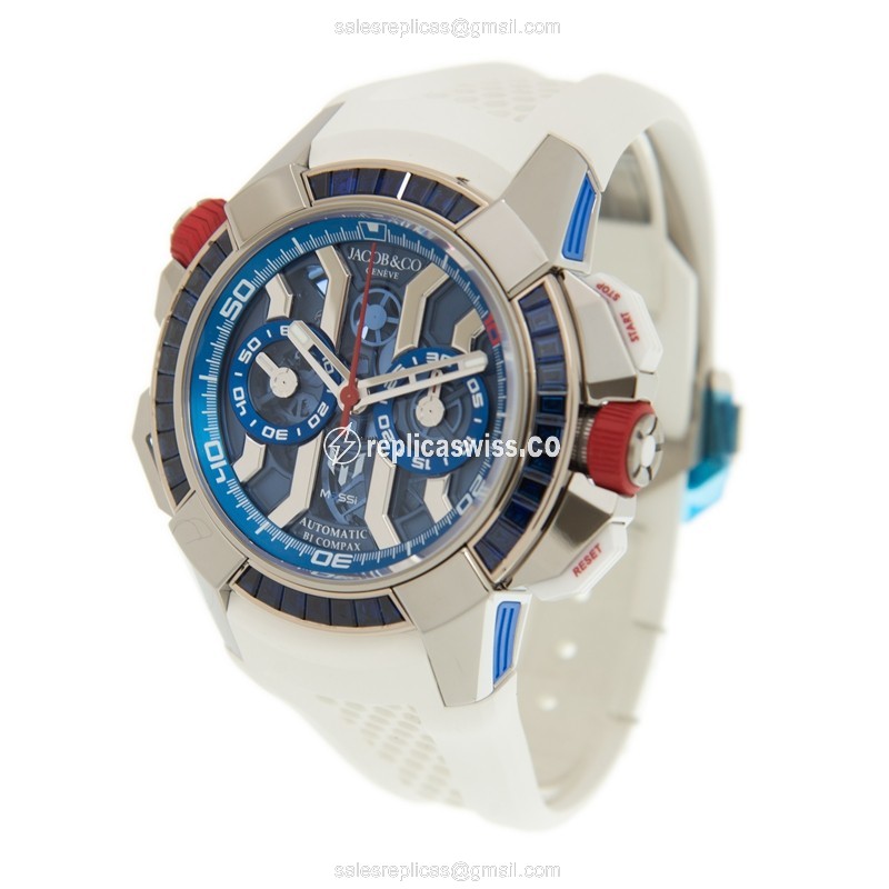 Jacob & Co EC423.32.BB.UA.AHB4S EPIC X CHRONO Automatic 18kt White Gold & Sapphire