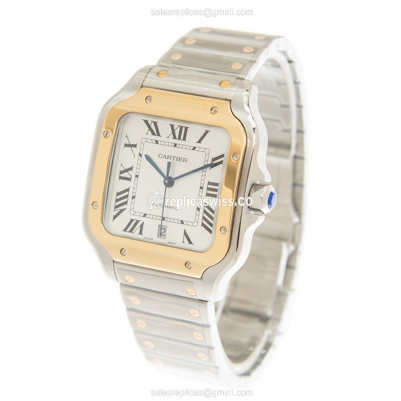Cartier W2SA0009 SANTOS Automatic 18kt Gold & Steel