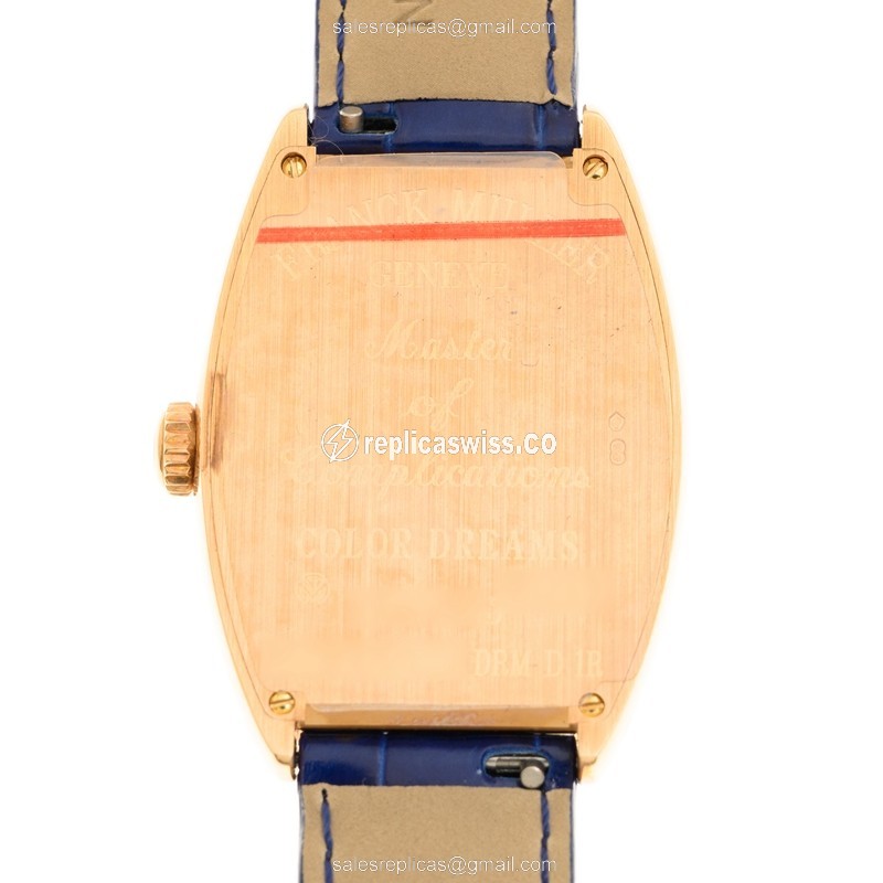 Franck Muller 2852 B QZ COL DRM D 1R - BLUE STRAP CINTREE CURVEX Quartz 18kt Rose Gold & Diamonds