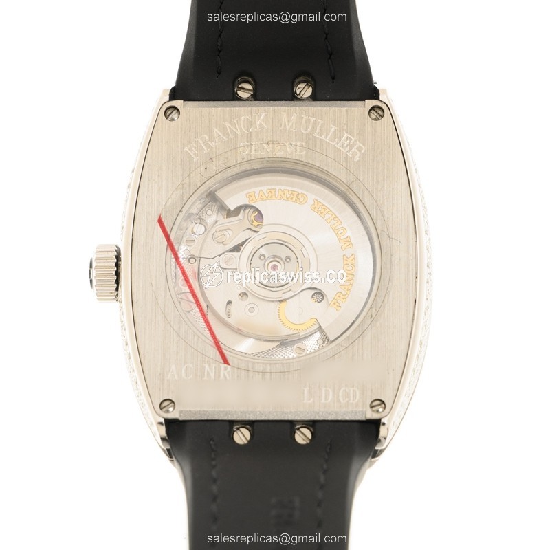 Franck Muller V 32 SC AT FO L D CD (AC.NR) -BLACK STRAP LADIES COLLECTION Automatic 18kt White Gold & Diamond
