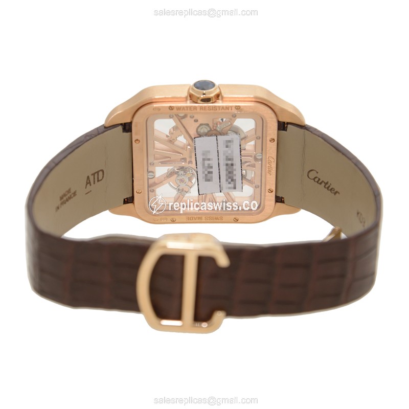 Cartier W2020057 SANTOS Manual Wind 18kt Rose Gold
