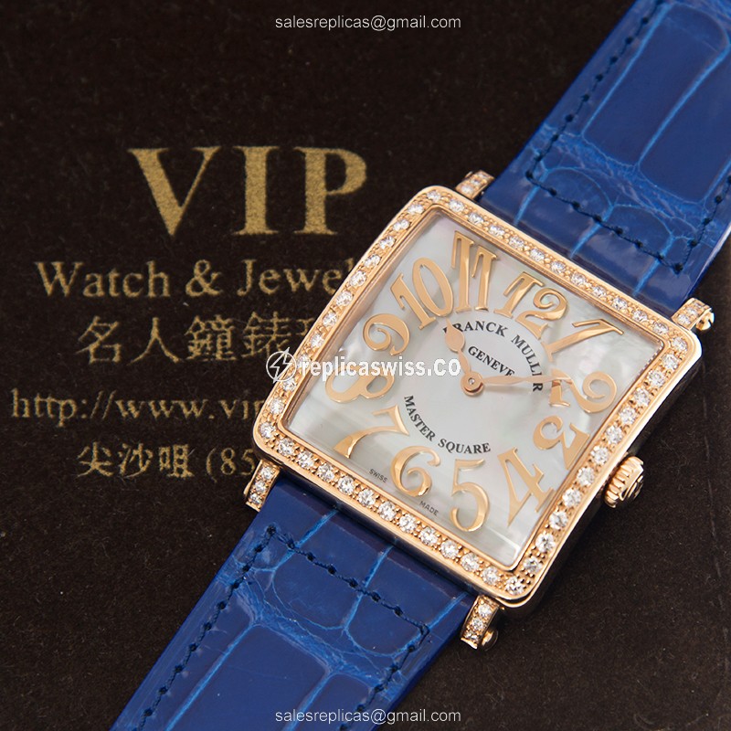 Franck Muller 6002 M B QZ REL MOP V D 1R (5N) MASTER SQUARE Quartz 18kt Rose Gold & Diamonds