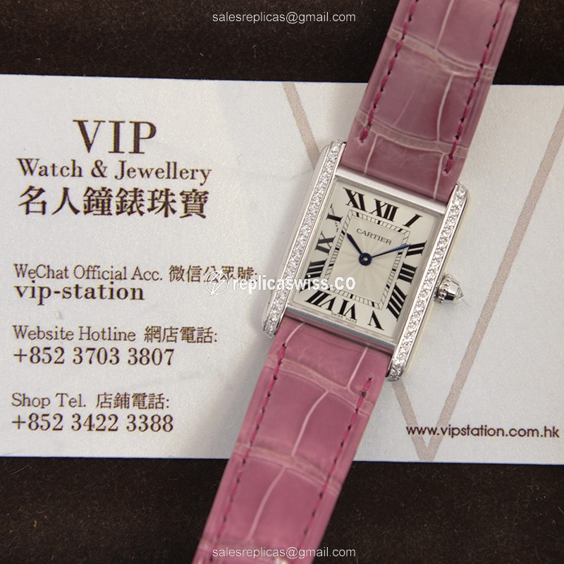 Cartier WJTA0011 TANK Manual Wind 18kt White Gold & Diamond
