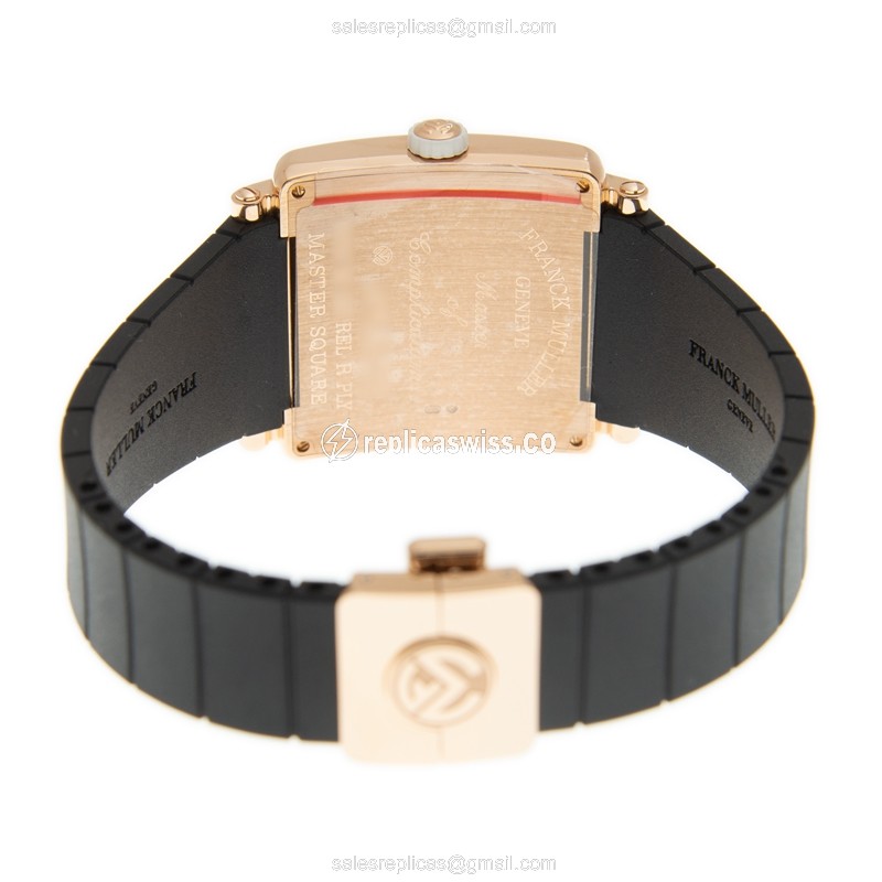 Franck Muller 6002 M QZ REL R PLY (5N)-BK STRAP MASTER SQUARE Quartz 18kt Pink Gold