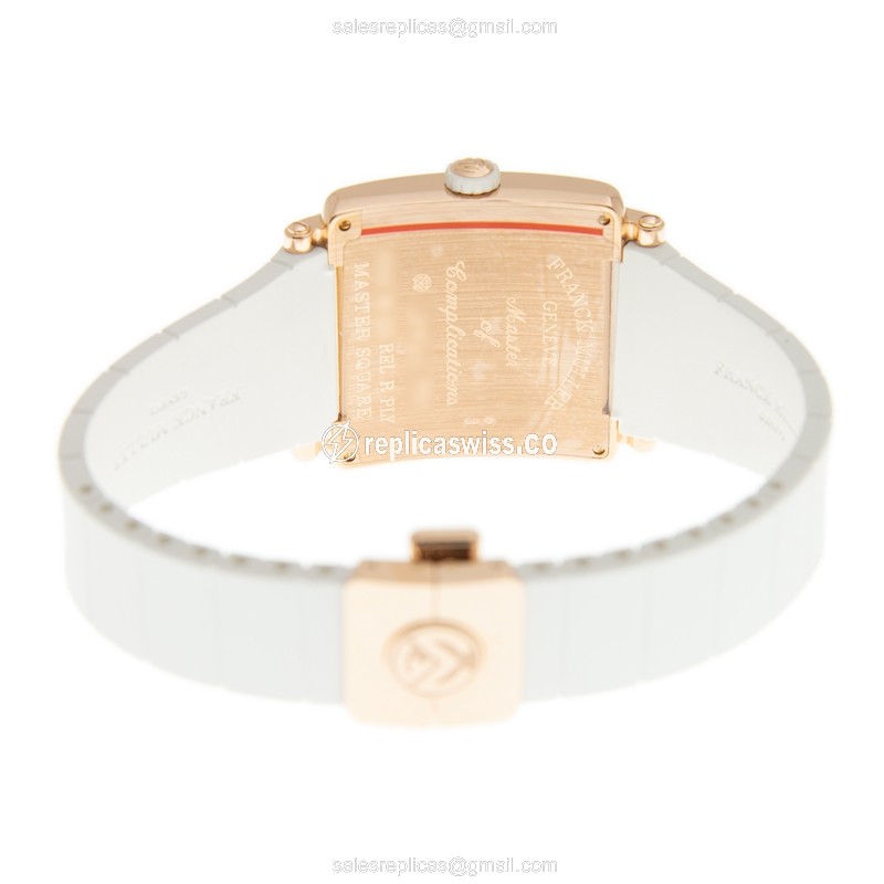 Franck Muller 6002 M QZ REL R PLY (5N)-WT STRAP MASTER SQUARE Quartz 18kt Rose Gold