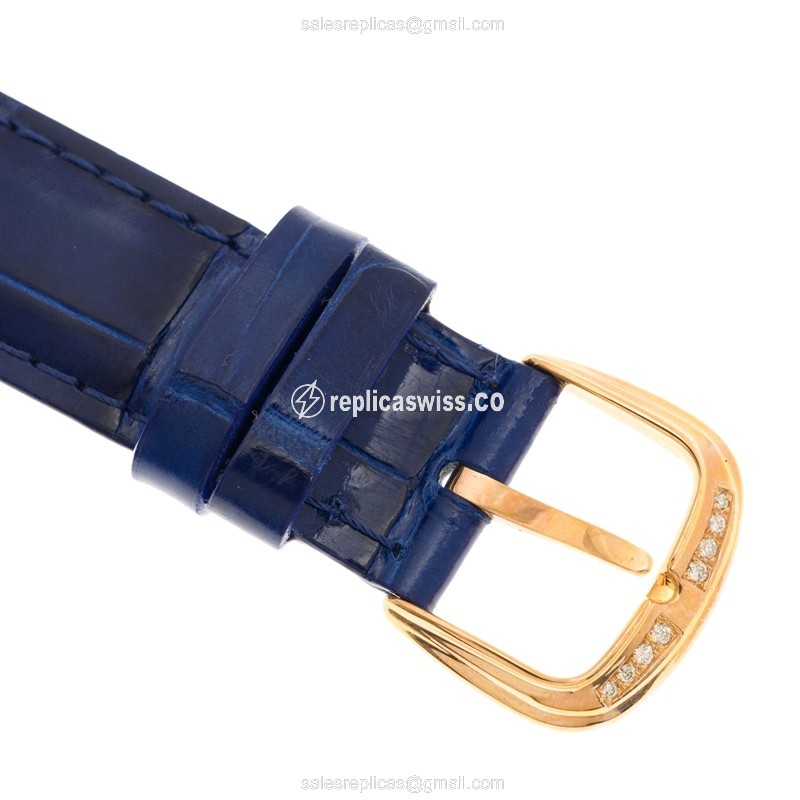 Franck Muller 2852 B QZ COL DRM D 1R - BLUE STRAP CINTREE CURVEX Quartz 18kt Rose Gold & Diamonds