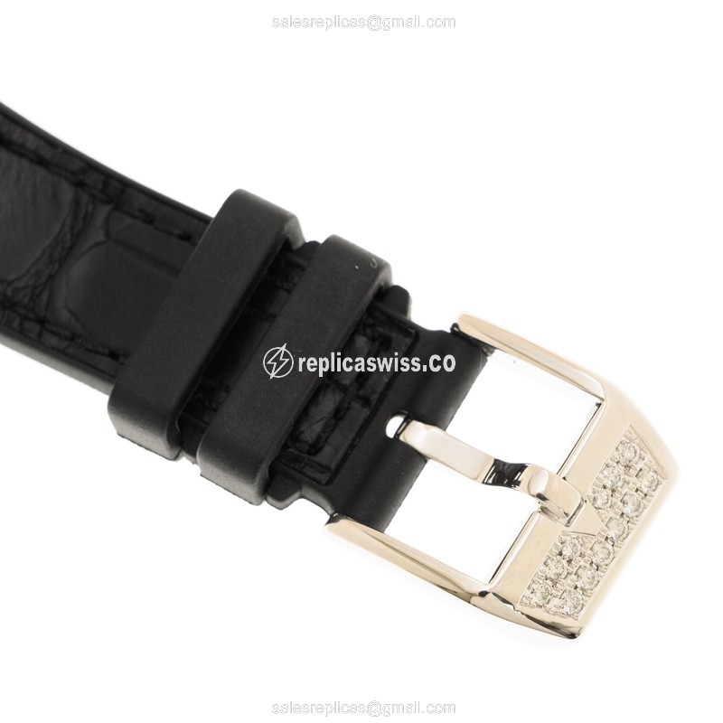 Franck Muller V 32 SC AT FO L D CD (AC.NR) -BLACK STRAP LADIES COLLECTION Automatic 18kt White Gold & Diamond