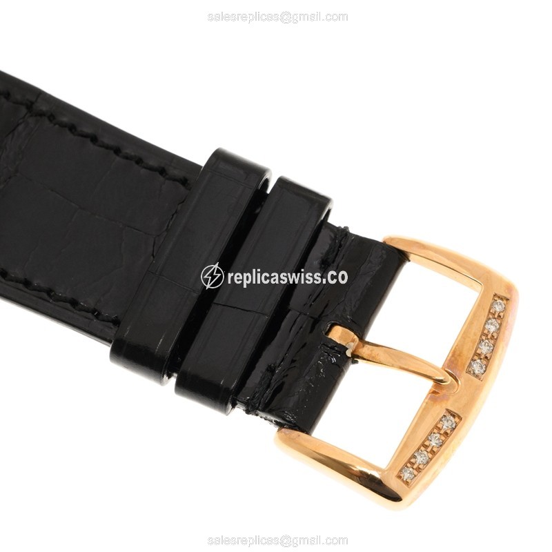 Franck Muller 6002 M B QZ R D 1R (5N) - BLACK STRAP MASTER SQUARE Quartz 18kt Rose Gold & Diamonds