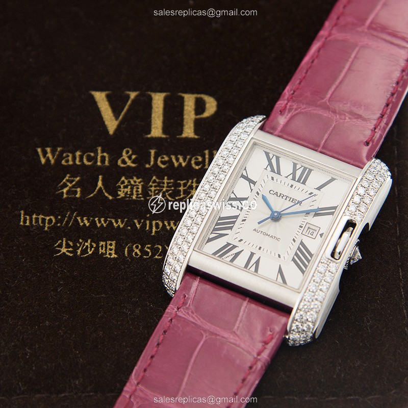 Cartier WT100018 TANK Automatic Stainless Steel & Diamonds