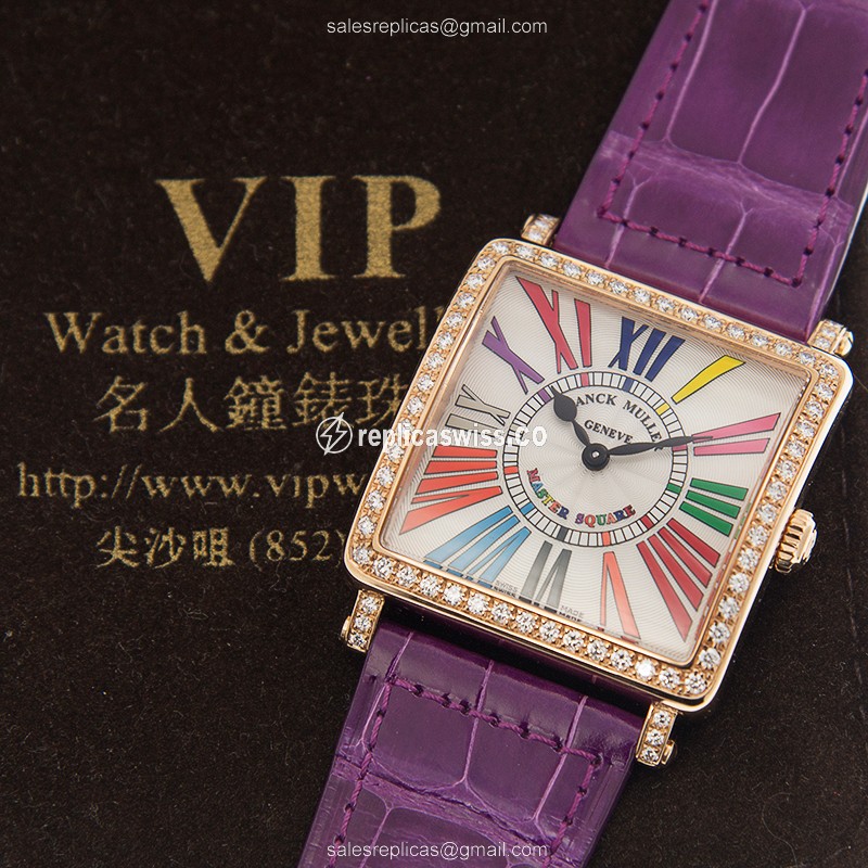 Franck Muller 6002 M B COL DRM R D 1R (5N) MASTER SQUARE Quartz 18kt Rose Gold & Diamonds