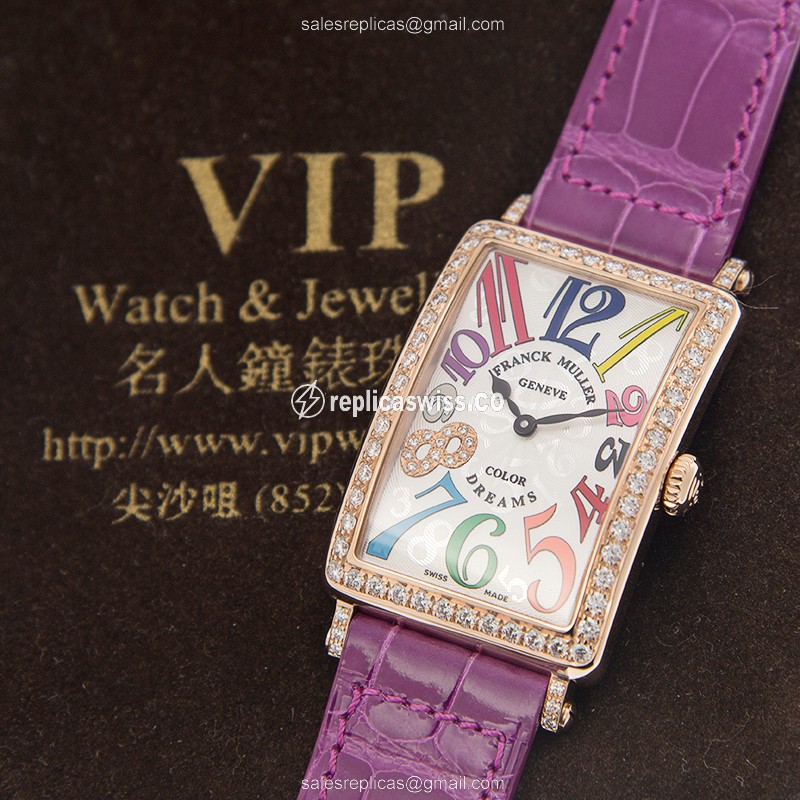 Franck Muller 952 QZ COL DRM D 1R CD8 (5N) LONG ISLAND Quartz 18kt Rose Gold & Diamonds