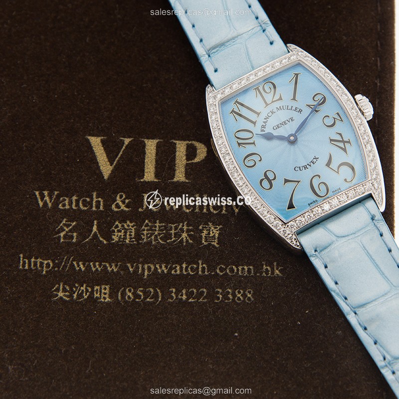 Franck Muller 7502 QZ D 1R (AC)-BLUE CINTREE CURVEX Quartz Stainless Steel & Diamonds