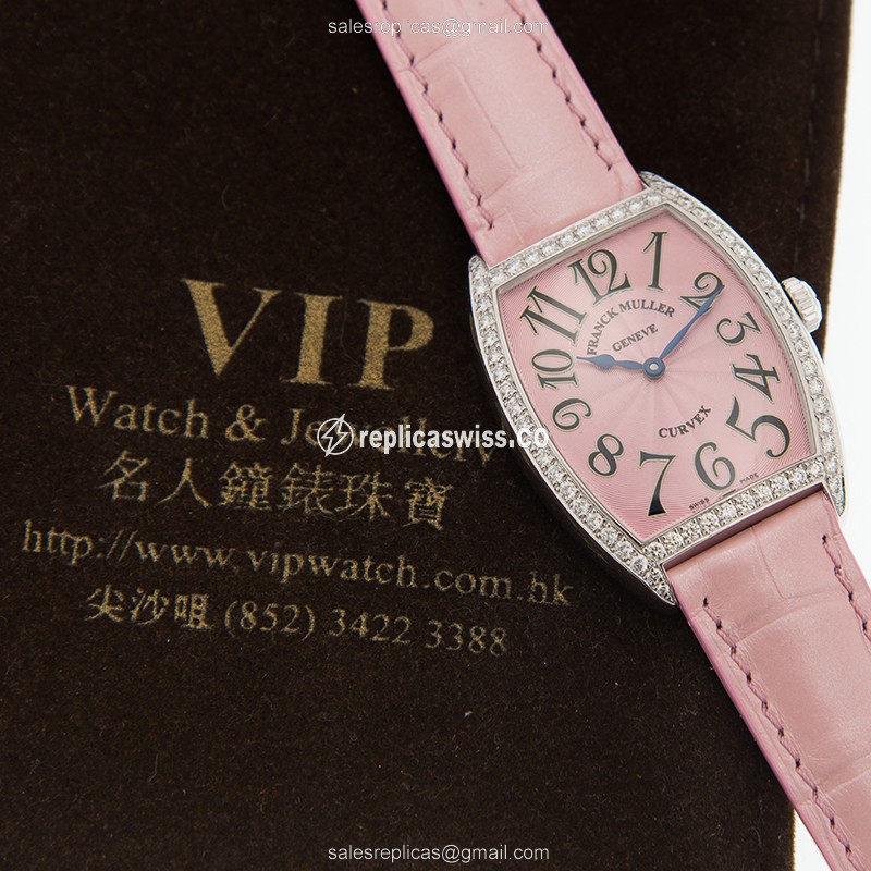 Franck Muller 7502 QZ D 1R (AC) -PINK CINTREE CURVEX Quartz Stainless Steel & Diamonds