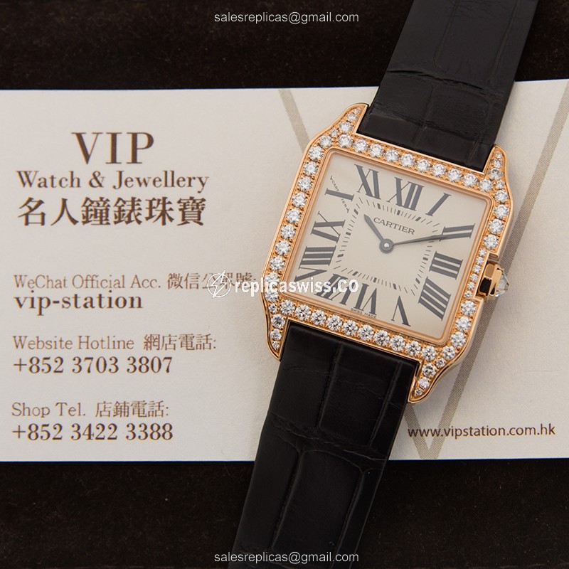 Cartier WH100351 SANTOS Quartz 18kt Rose Gold & Steel