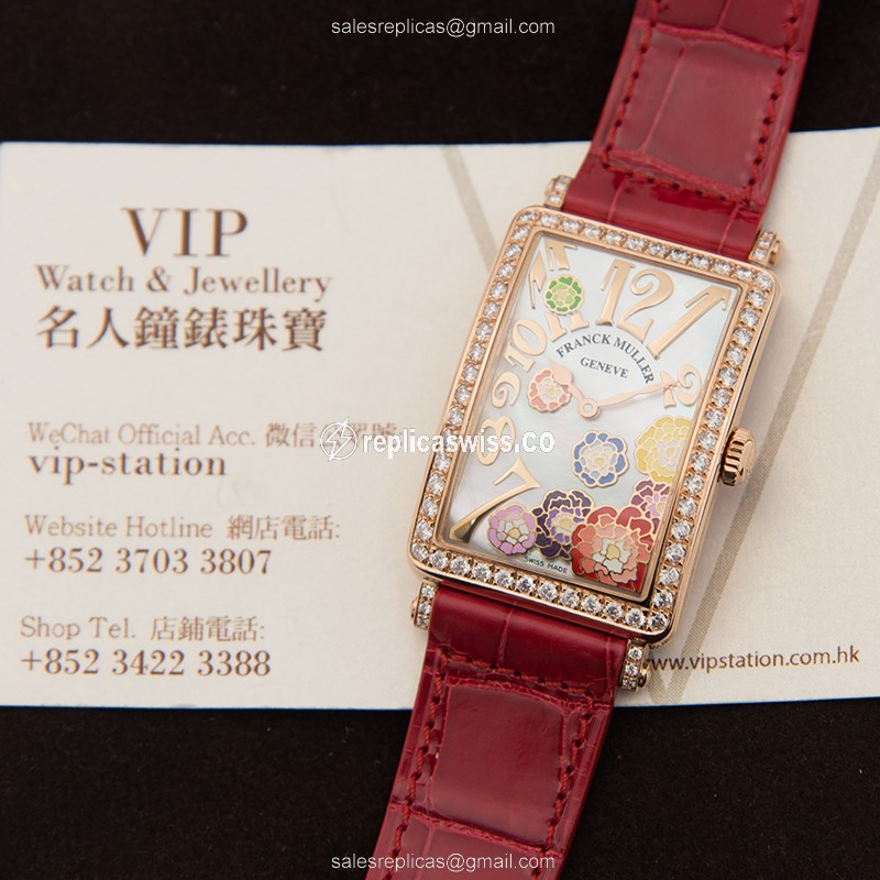 Franck Muller 952 QZ REL MOP BC D 1R COL DRM (5N) LONG ISLAND Quartz 18kt Rose Gold & Diamonds