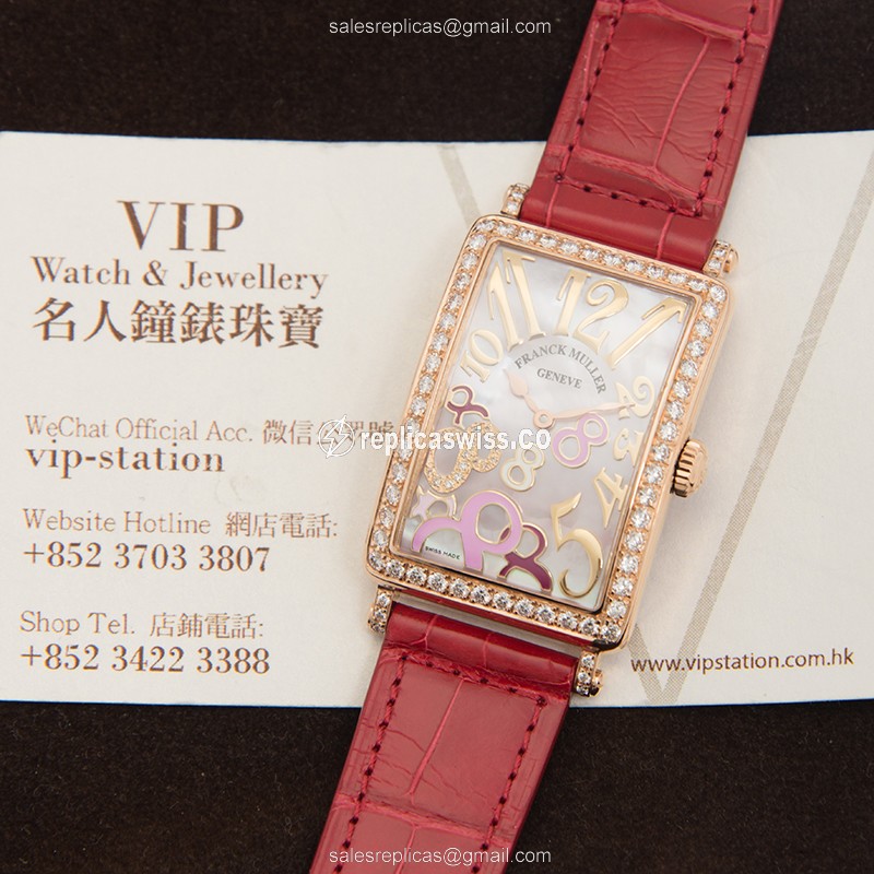 Franck Muller 952 QZ REL 8CD MOP RS D 1R(5N) LONG ISLAND Quartz 18kt Rose Gold & Diamonds
