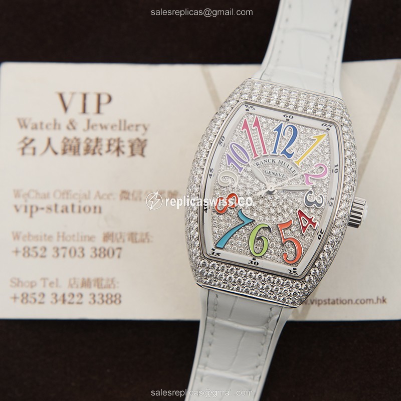 Franck Muller V 32 SC AT FO COL DRM D CD (OG.BC) VANGUARD Automatic 18kt White Gold & Diamond