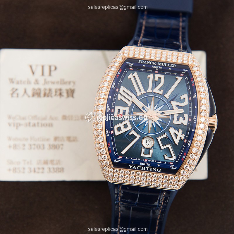 Franck Muller V 45 SC DT D YACHTING (5N.BL) VANGUARD Automatic 18kt Rose Gold & Diamonds