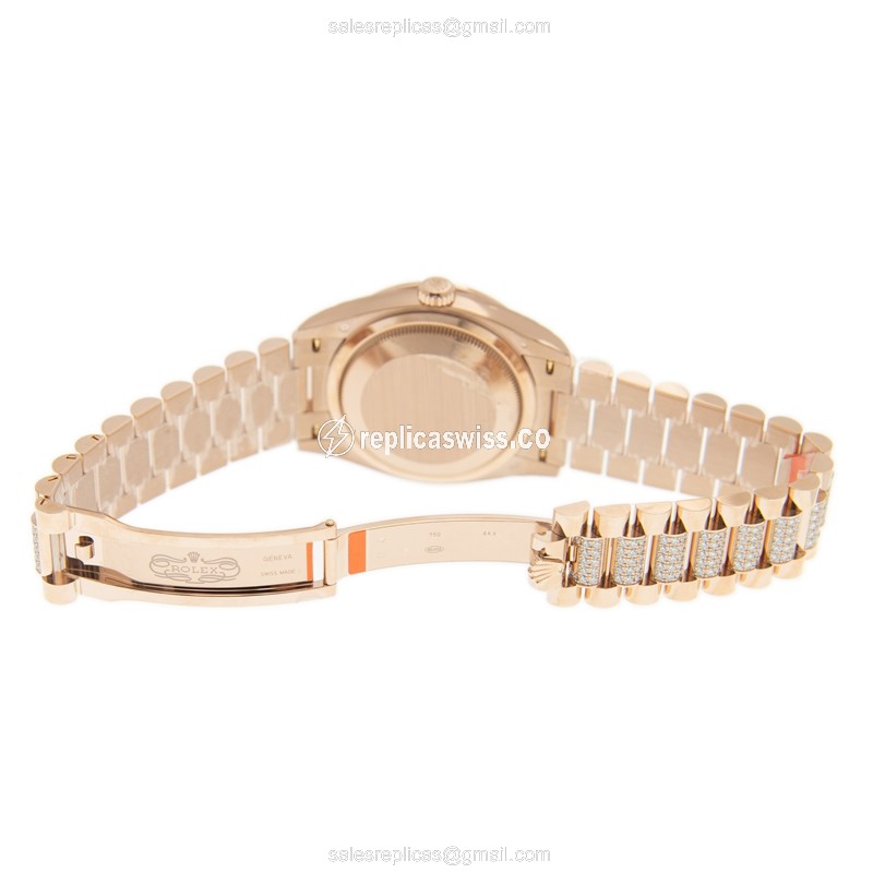 Rolex 128345RBR-0028 DAY-DATE Automatic 18kt Rose Gold & Diamonds