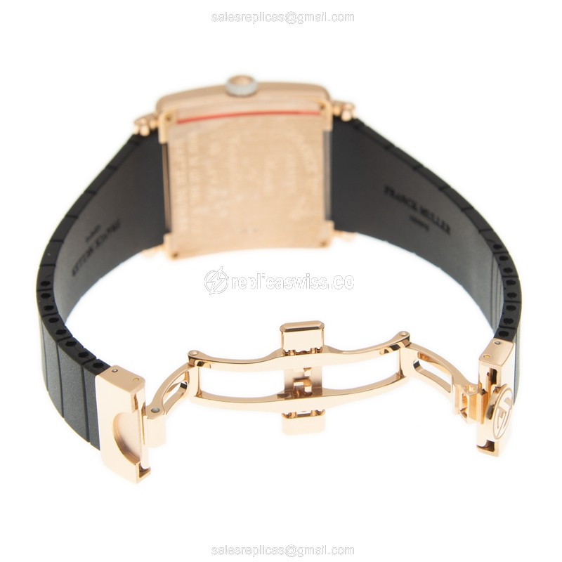 Franck Muller 6002 M QZ REL R PLY (5N)-BK STRAP MASTER SQUARE Quartz 18kt Pink Gold