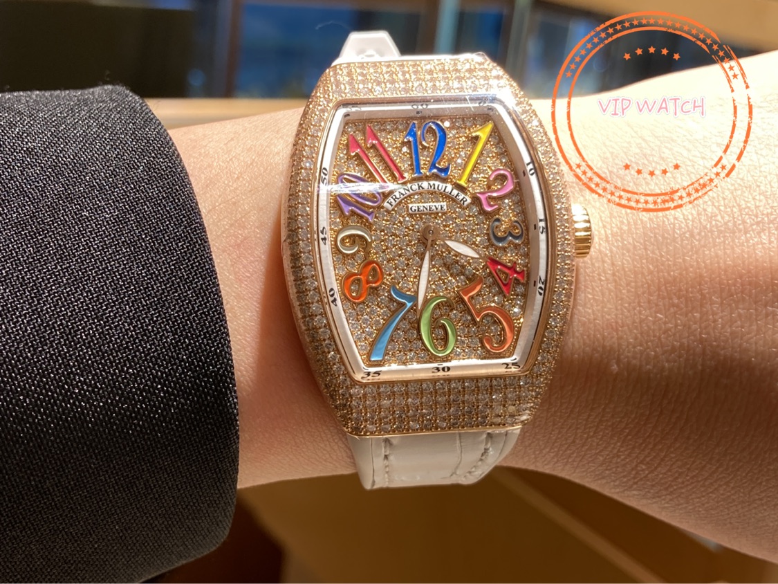 Franck Muller V 35 QZ D CD COL DRM (5N.BC) VANGUARD Quartz 18kt Rose Gold & Diamonds