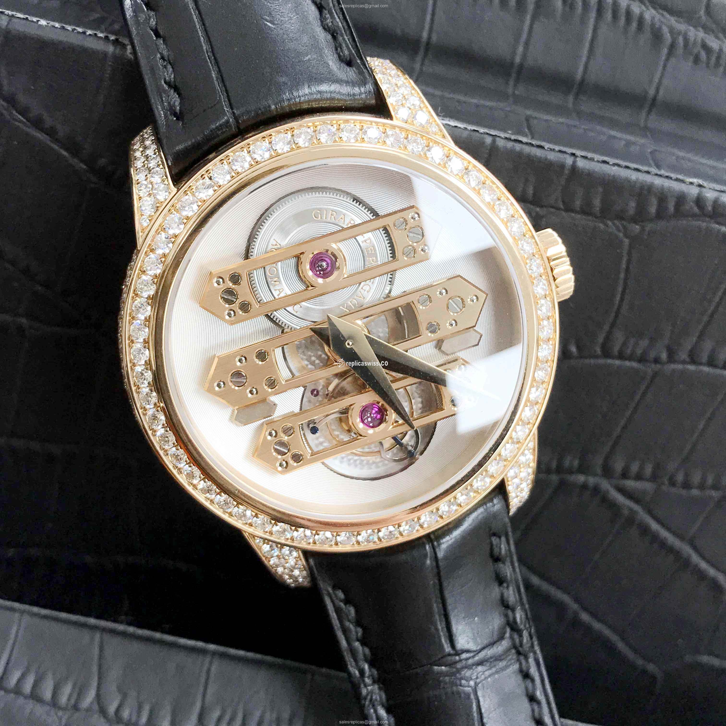 Girard Perregaux 99193D52I000-BA6A BRIDGES Manual Wind 18kt Rose Gold & Diamonds