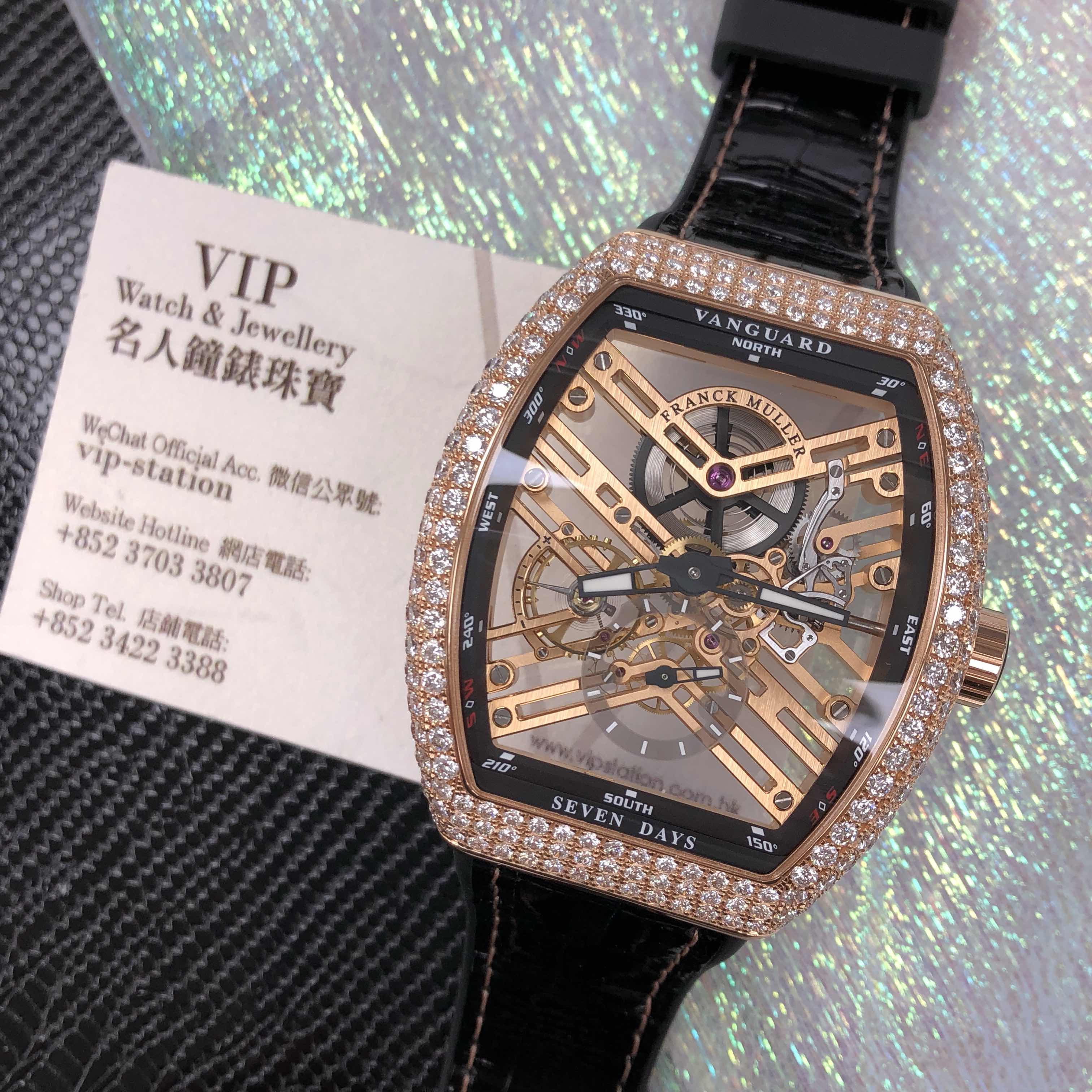 Franck Muller V 45 S6 SQT D (5N.NR) VANGUARD Automatic 18kt Rose Gold & Diamonds
