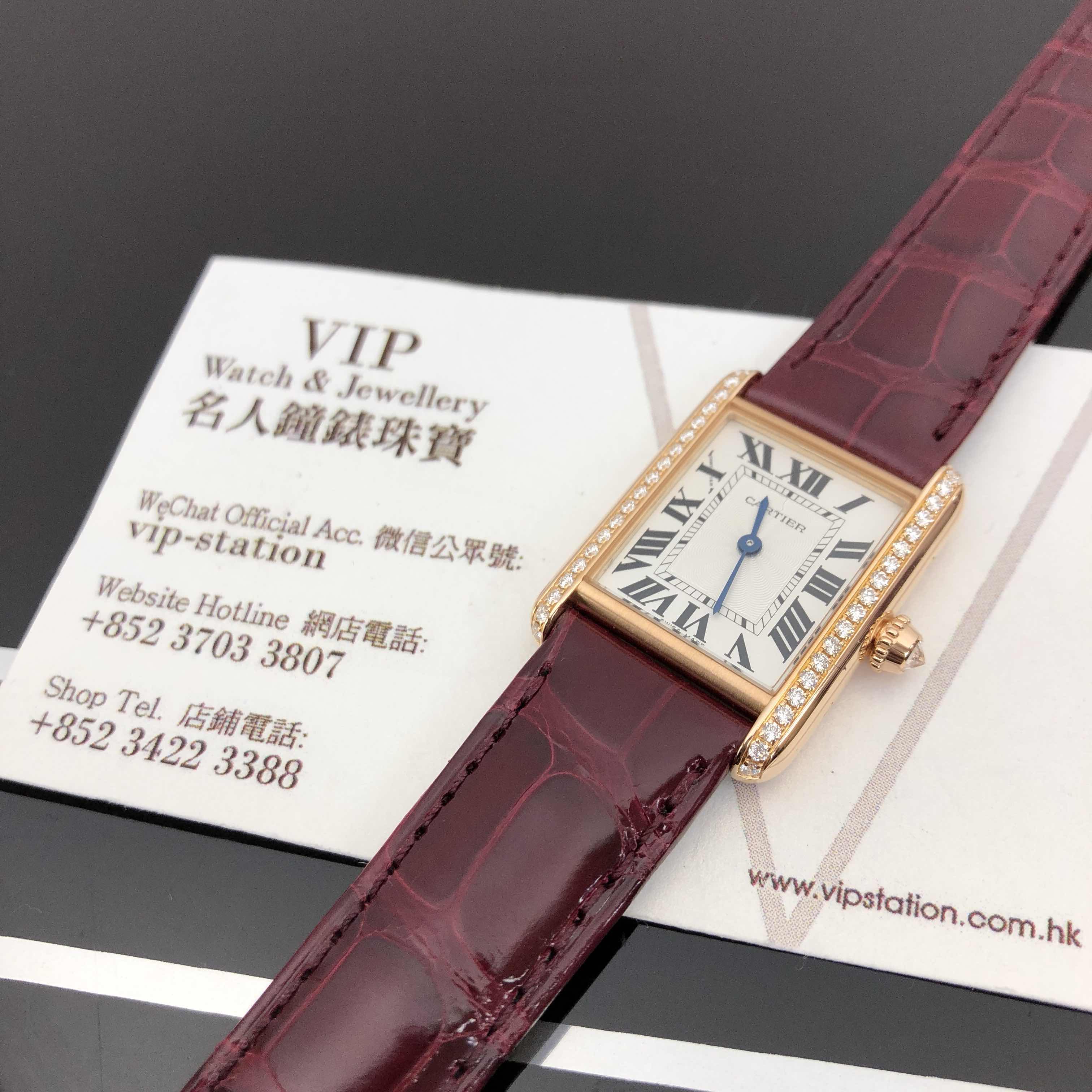 Cartier WJTA0010 TANK Manual Wind 18kt Rose Gold & Diamonds