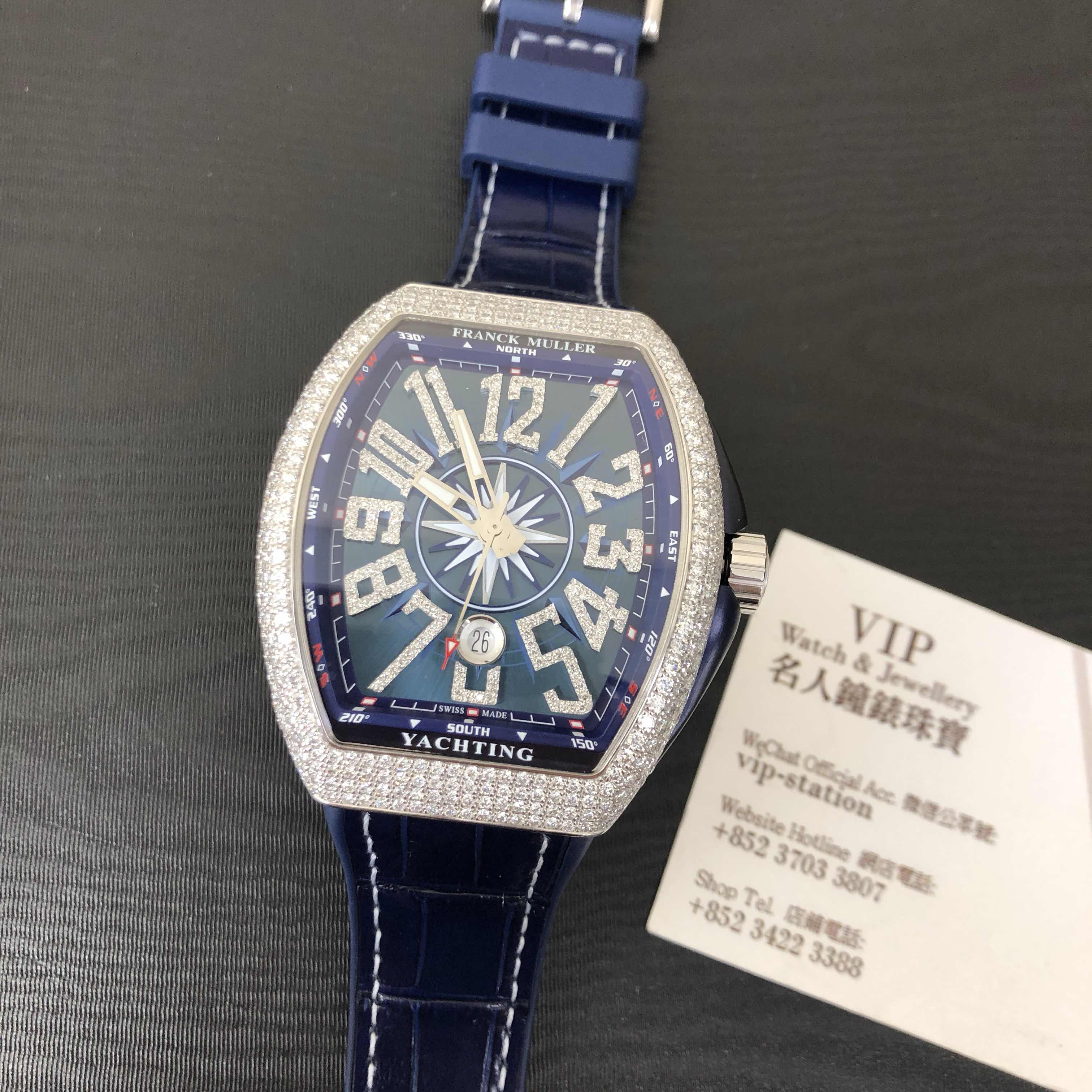 Franck Muller V 45 SC DT D NBR CD YACHTING (OG.BL) VANGUARD Automatic 18kt White Gold & Diamond