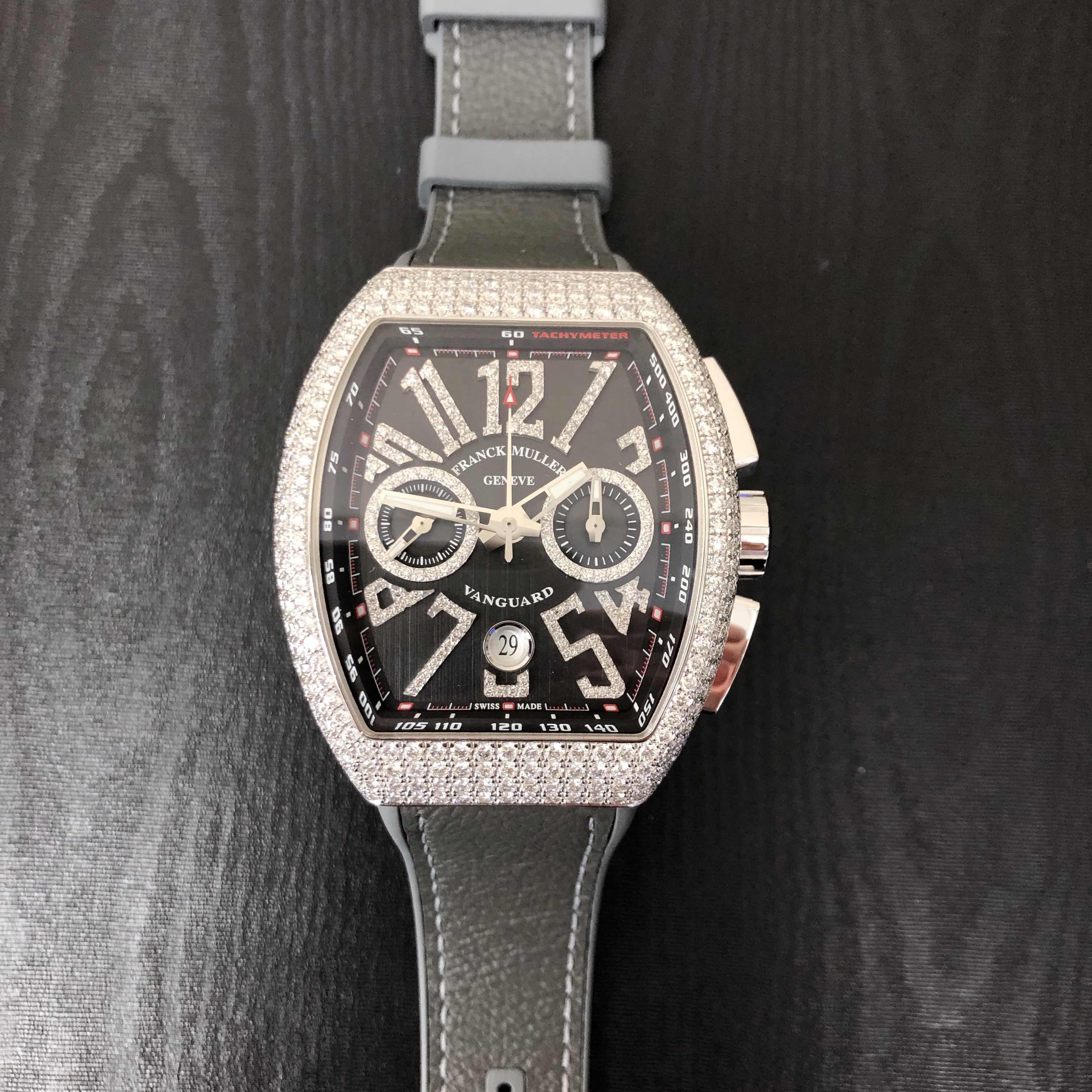 Franck Muller V 45 CC DT D NBR CD (AC.NR) VANGUARD Automatic Stainless Steel & Diamonds