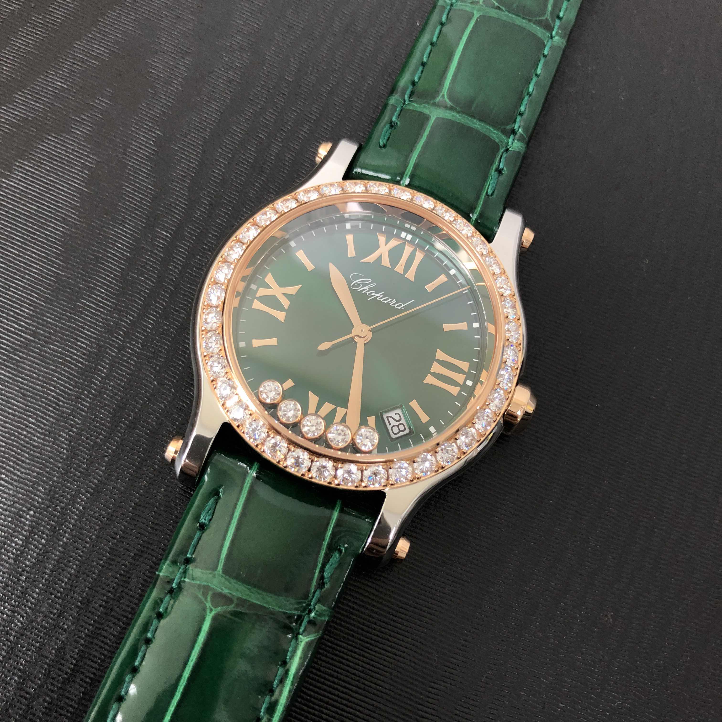 Chopard 278582-6007 HAPPY SPORT Quartz 18kt Rose Gold & Diamonds