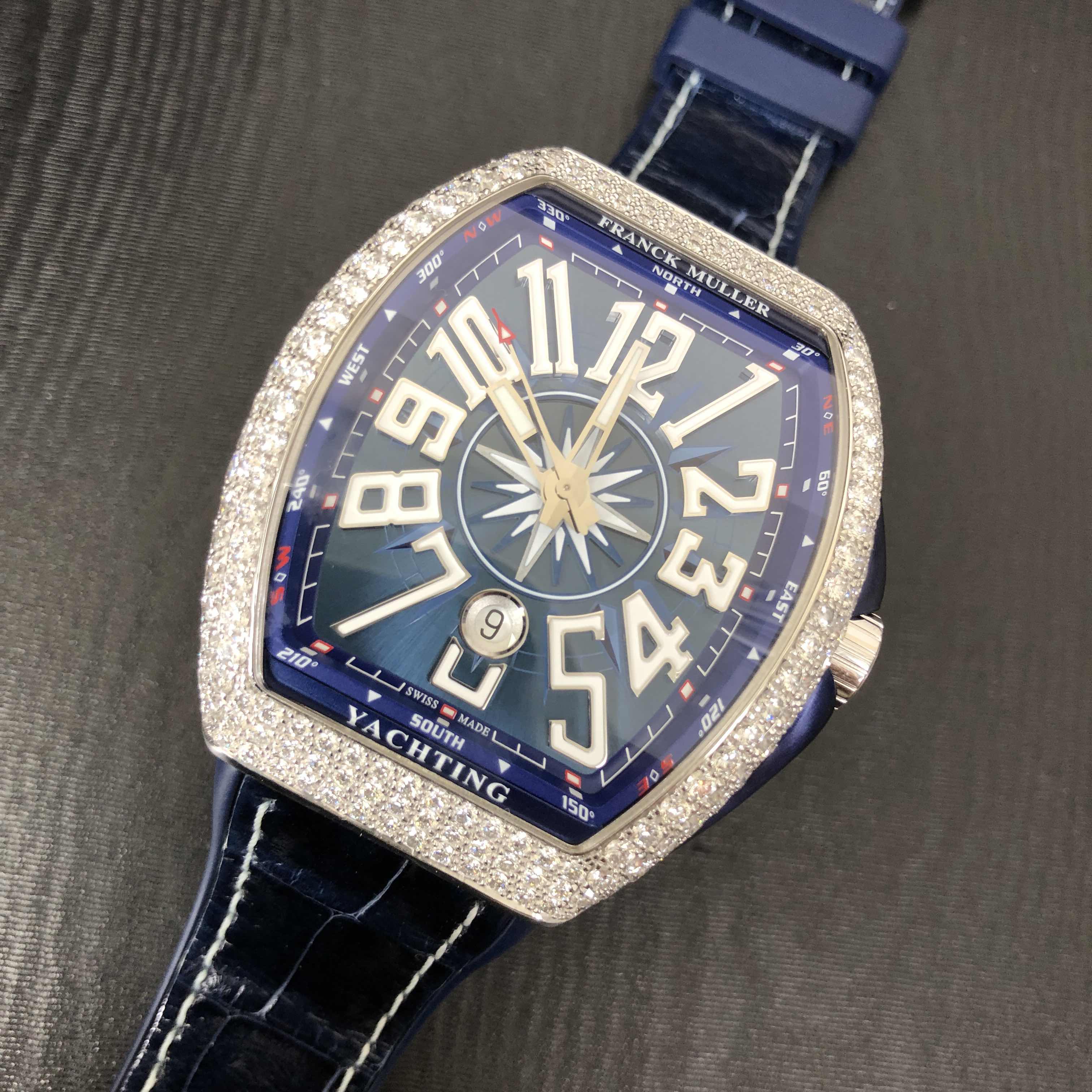 Franck Muller V 45 SC DT D YACHTING (AC.BL) VANGUARD Automatic Stainless Steel & Diamonds
