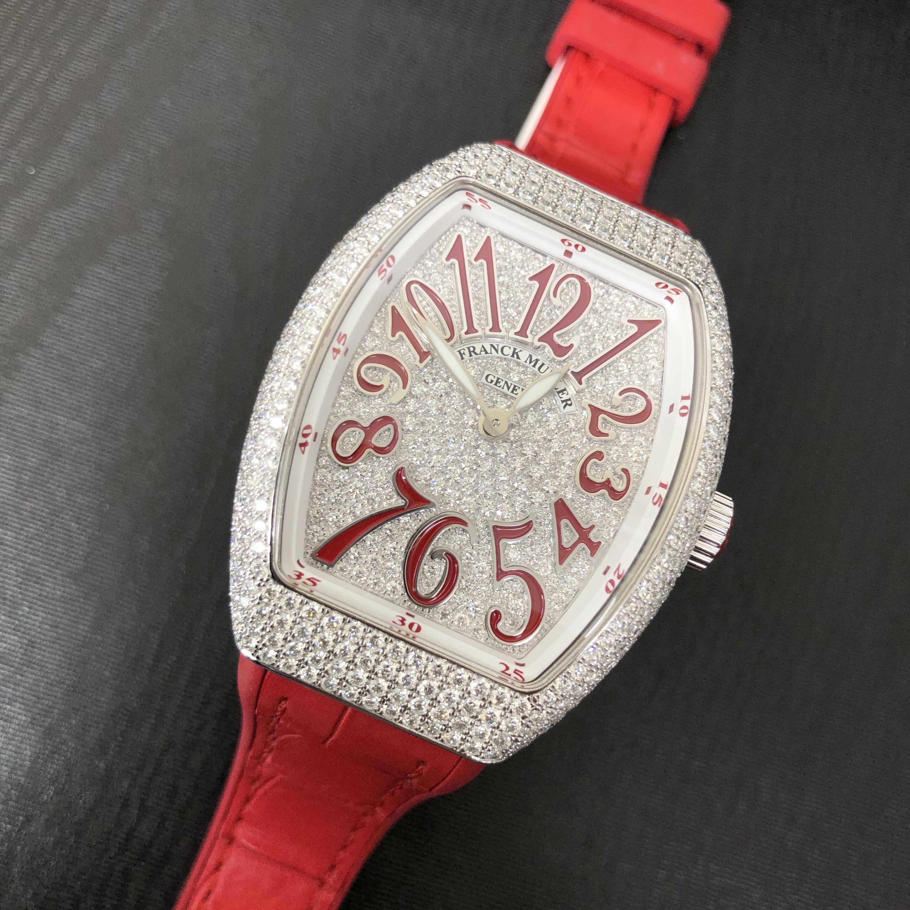 Franck Muller V 35 QZ D CD (AC.RG) VANGUARD Quartz Stainless Steel & Diamonds
