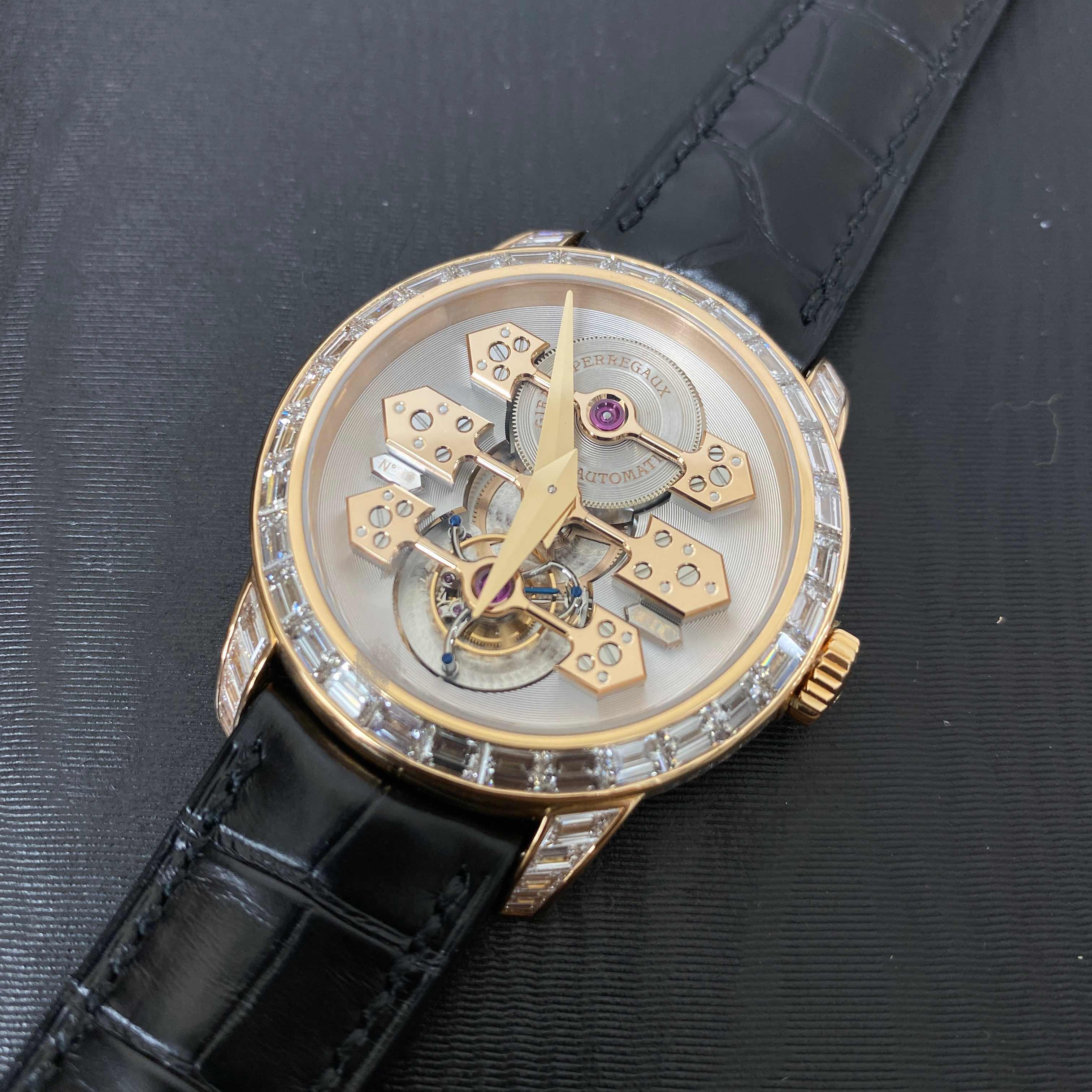 Girard Perregaux 99193B52A002-BA6A TOURBILLON WITH THREE GOLD BRIDGES Automatic 18kt Rose Gold & Diamonds