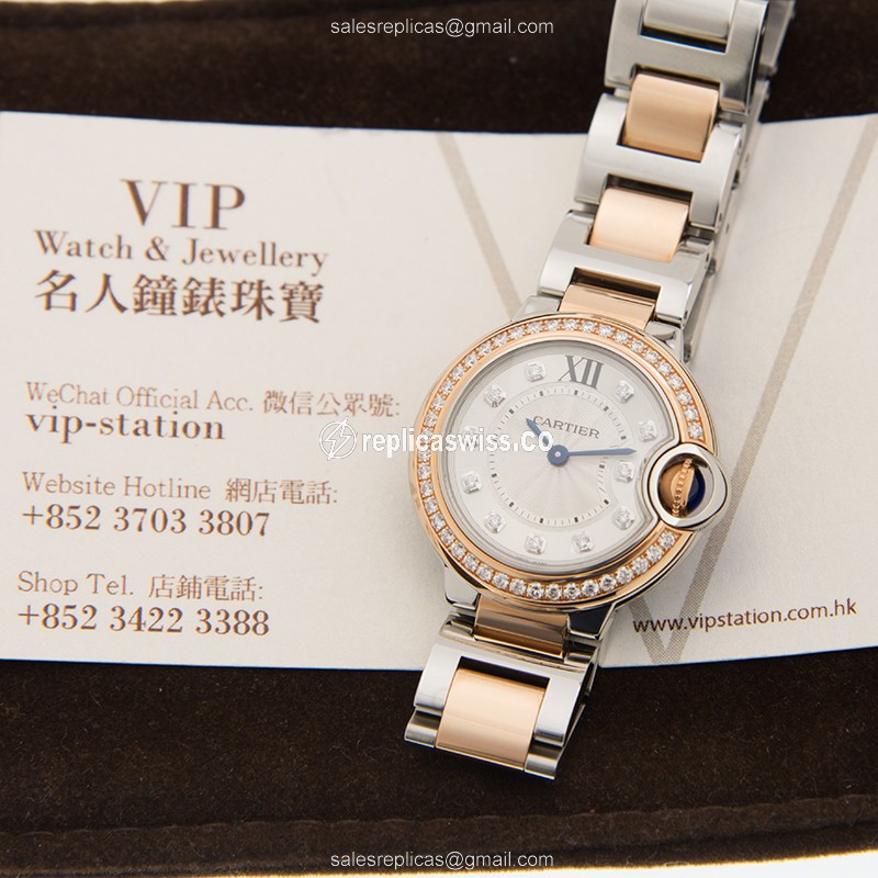 Cartier W3BB0009 BALLON BLEU Quartz 18kt Rose Gold & Diamonds