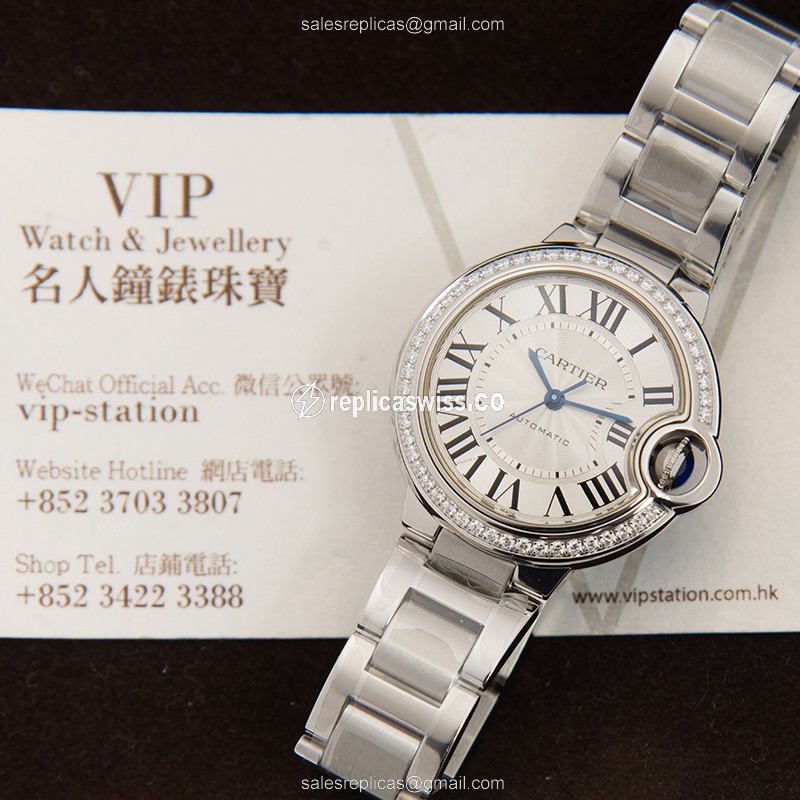 Cartier W4BB0016 BALLON BLEU Automatic Stainless Steel & Diamonds
