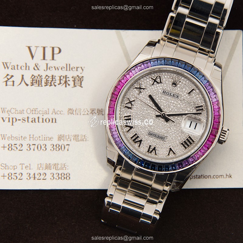 Rolex 86349SAFUBL_PAVEDRN DATEJUST Automatic 18kt White Gold & Sapphire