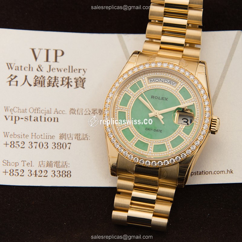 Rolex 118348GNJADECAROUSELDIA DAY-DATE Automatic 18kt Yellow Gold