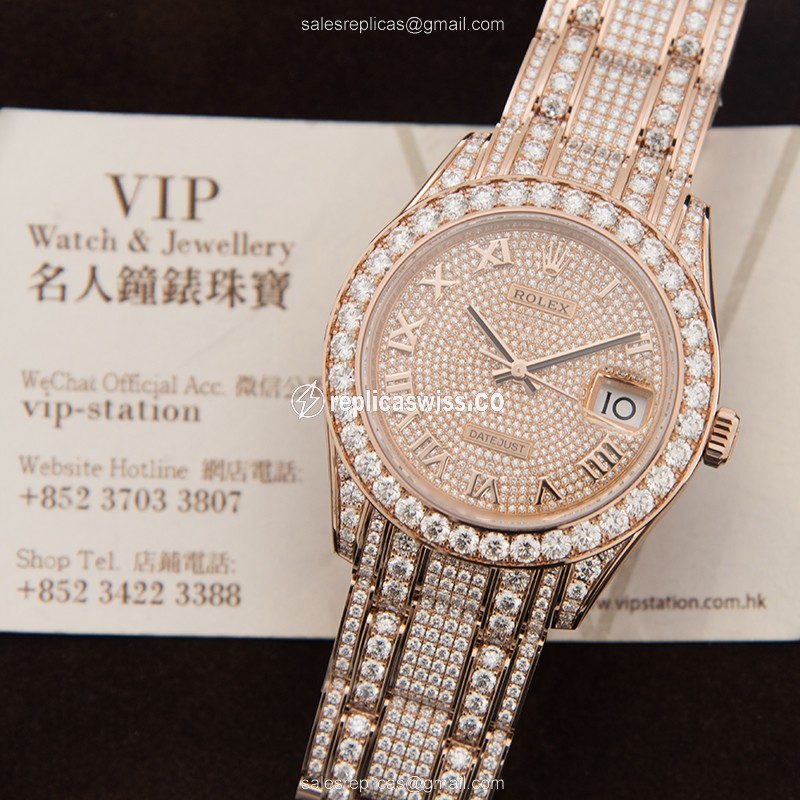 Rolex 86405RBR-CHRN Automatic 18kt Rose Gold & Diamonds