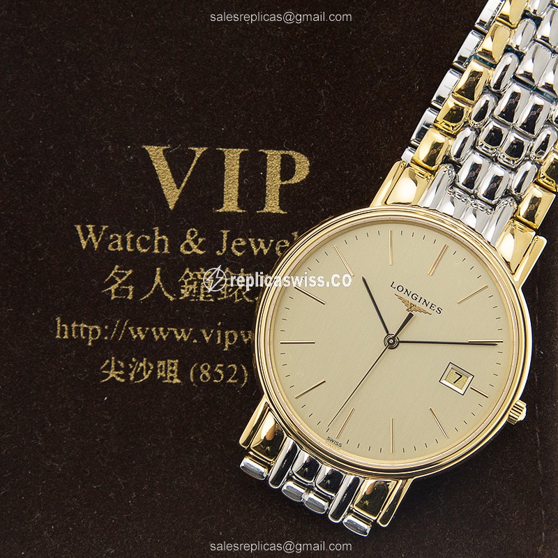 Longines L4.790.2.32.7 PRESENCE Quartz Gold-Plated & Stainless Steel