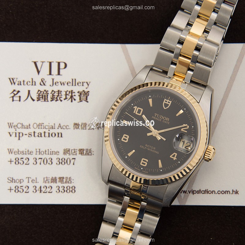 Tudor 74033-62473-26810AR-BK PRICE DATE-DAY Automatic 18kt Gold & Steel