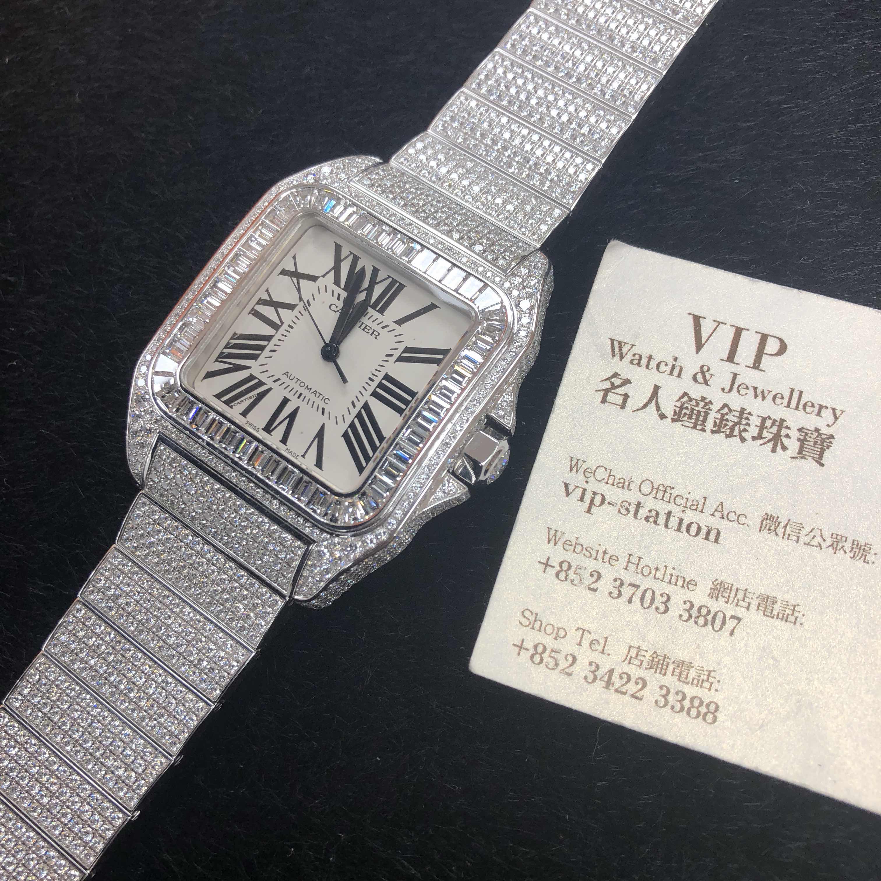 Cartier W20073X8-100XL SANTOS Automatic 18kt White Gold & Diamond
