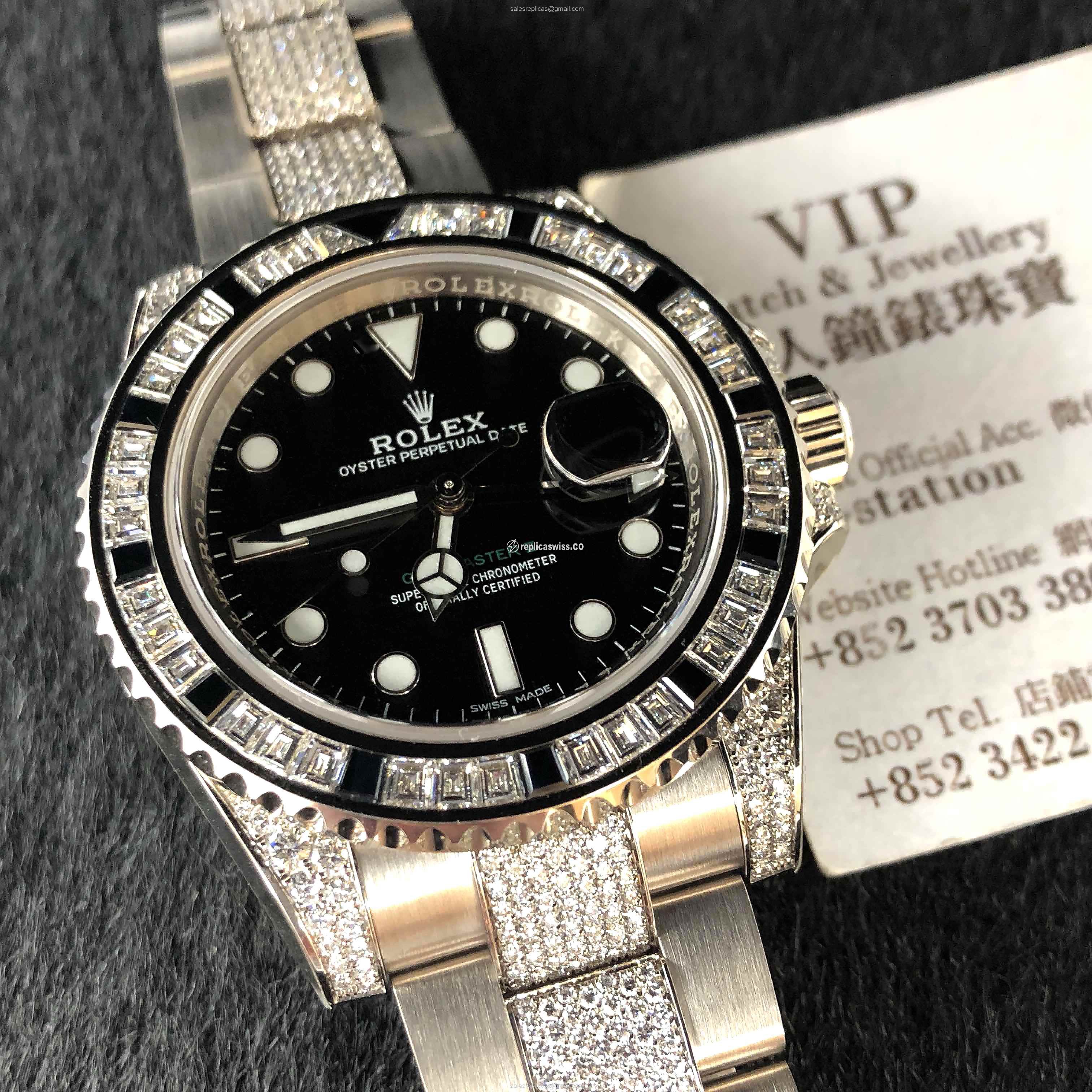 Rolex 116759SANR-BK GMT-MASTER II Automatic 18kt White Gold & Diamond