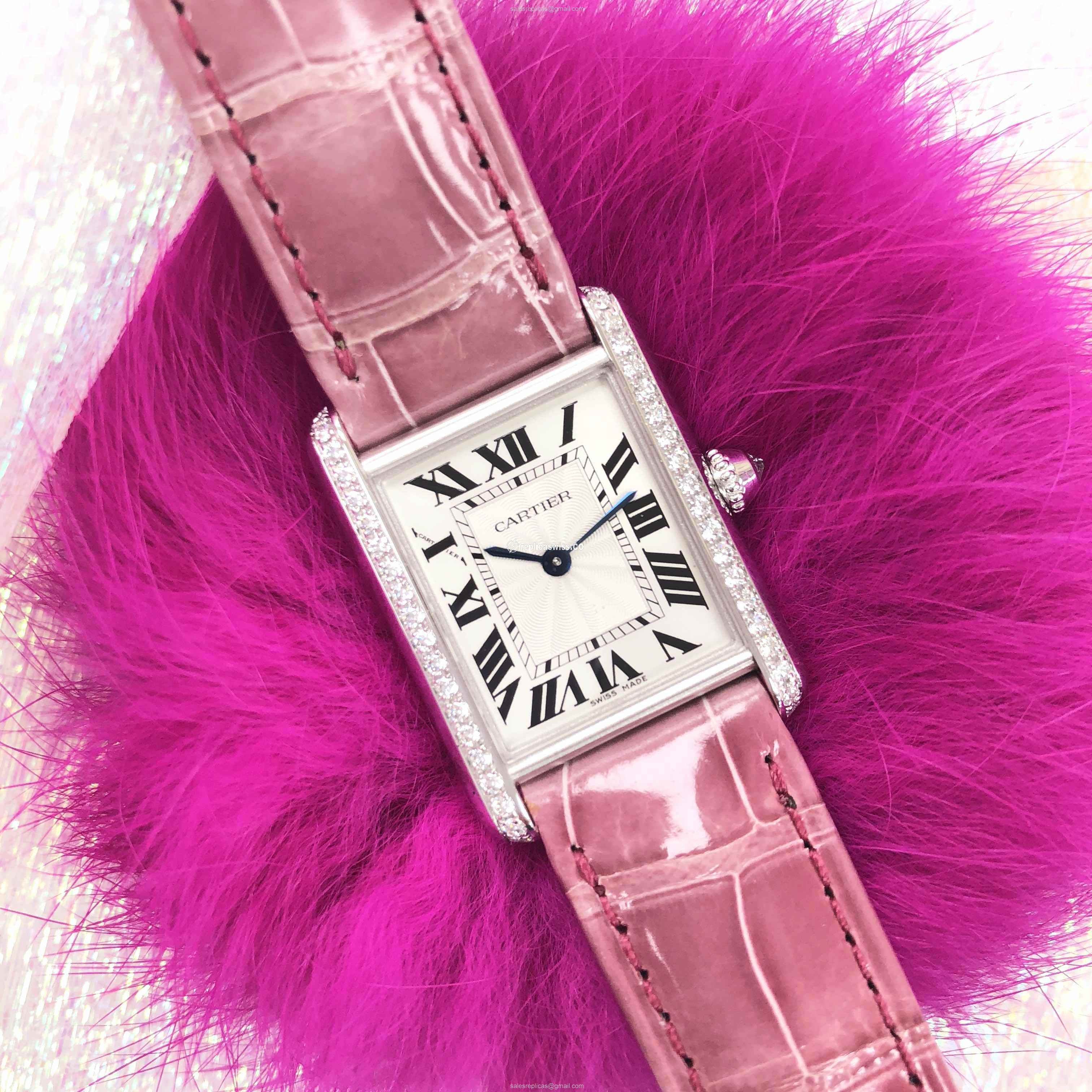 Cartier WJTA0011 TANK Manual Wind 18kt White Gold & Diamond