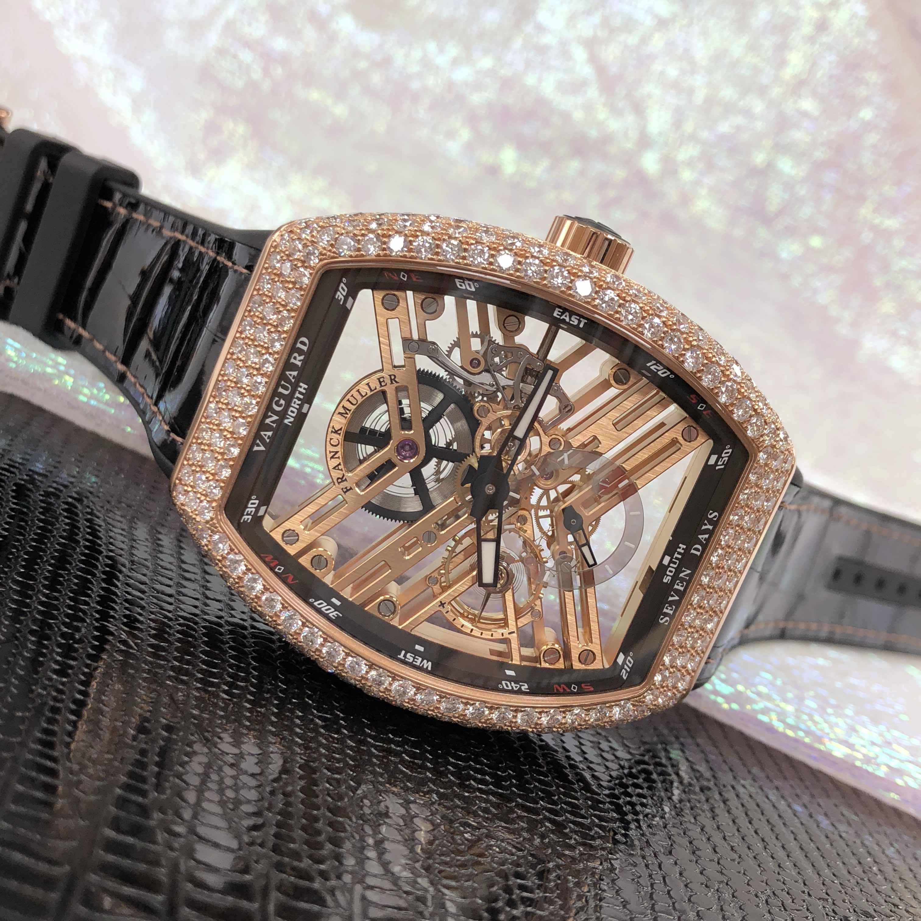Franck Muller V 45 S6 SQT D (5N.NR) VANGUARD Automatic 18kt Rose Gold & Diamonds