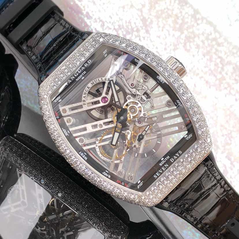 Franck Muller V 45 S6 SQT D (AC.NR) VANGUARD Manual Wind Stainless Steel & Diamonds