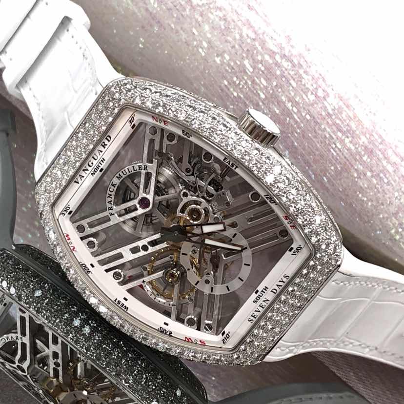 Franck Muller V 45 S6 SQT D (AC.BC) VANGUARD Manual Wind Stainless Steel & Diamonds