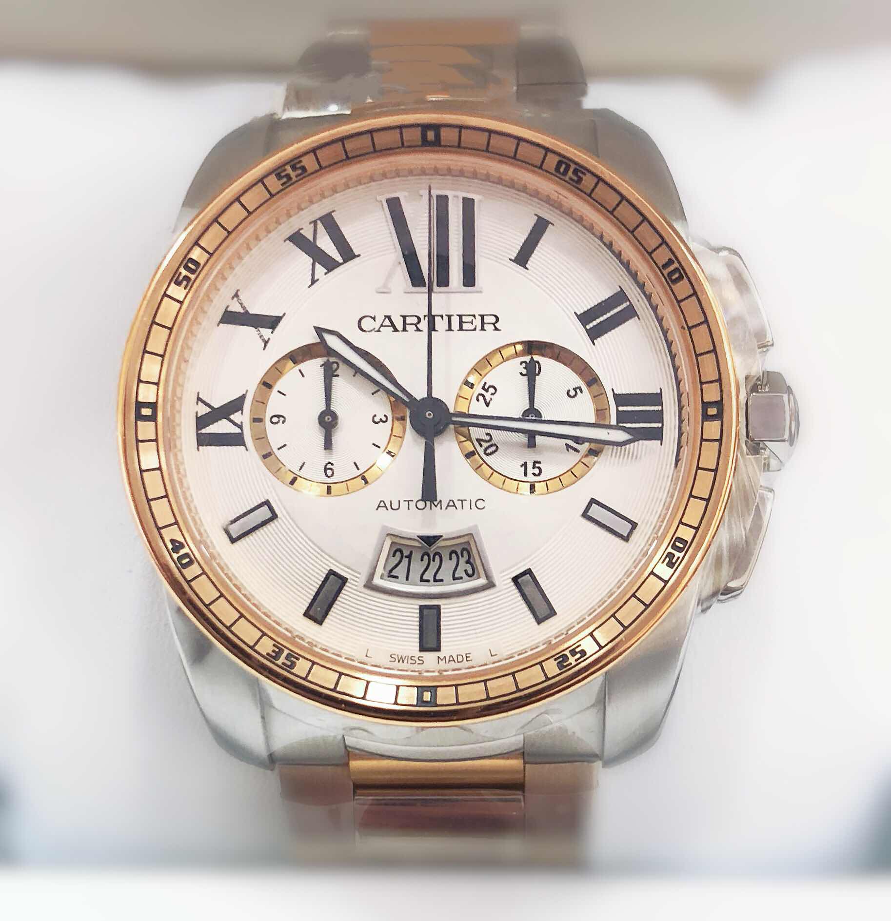 Cartier W7100042 CALIBRE DE CARTIER Automatic 18kt Rose Gold & Steel