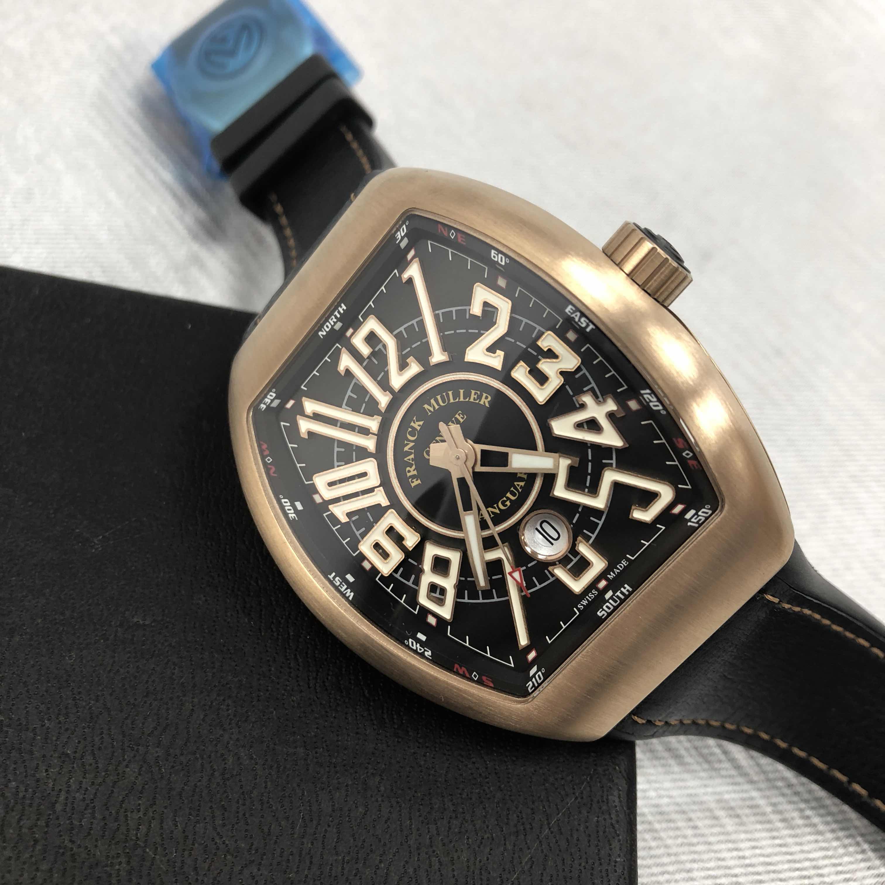 Franck Muller V 45 SC DT CIR (BZ.NR.BR) - BLACK VANGUARD Automatic 18kt Rose Gold & Steel
